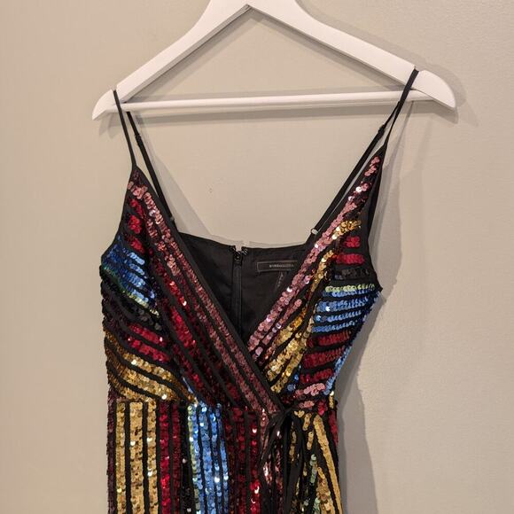 BCBGMaxAzria Wrap Dress Rainbow Sequin Concert Festival Pride Style - Size 6 - Picture 4 of 7